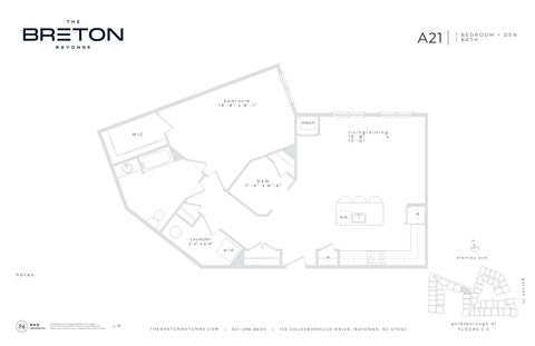 Floor plan for 1 bed, 1 bath, 1182 sqft